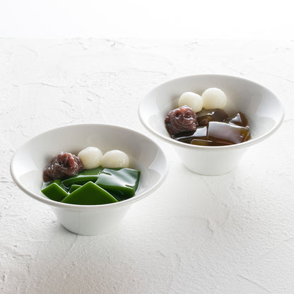 京都 宇治 中村藤吉本店の甘さ控えめの小倉餡とモチッとした白玉、ぷるんとした食感が楽しめる生茶ゼリイ［抹茶］と［ほうじ茶］。