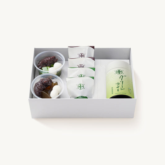 夏のご挨拶に。抹茶とほうじ茶、2種の味わいを楽しめる生茶ゼリイとマルトベイク。グリーンティーの詰合せです。