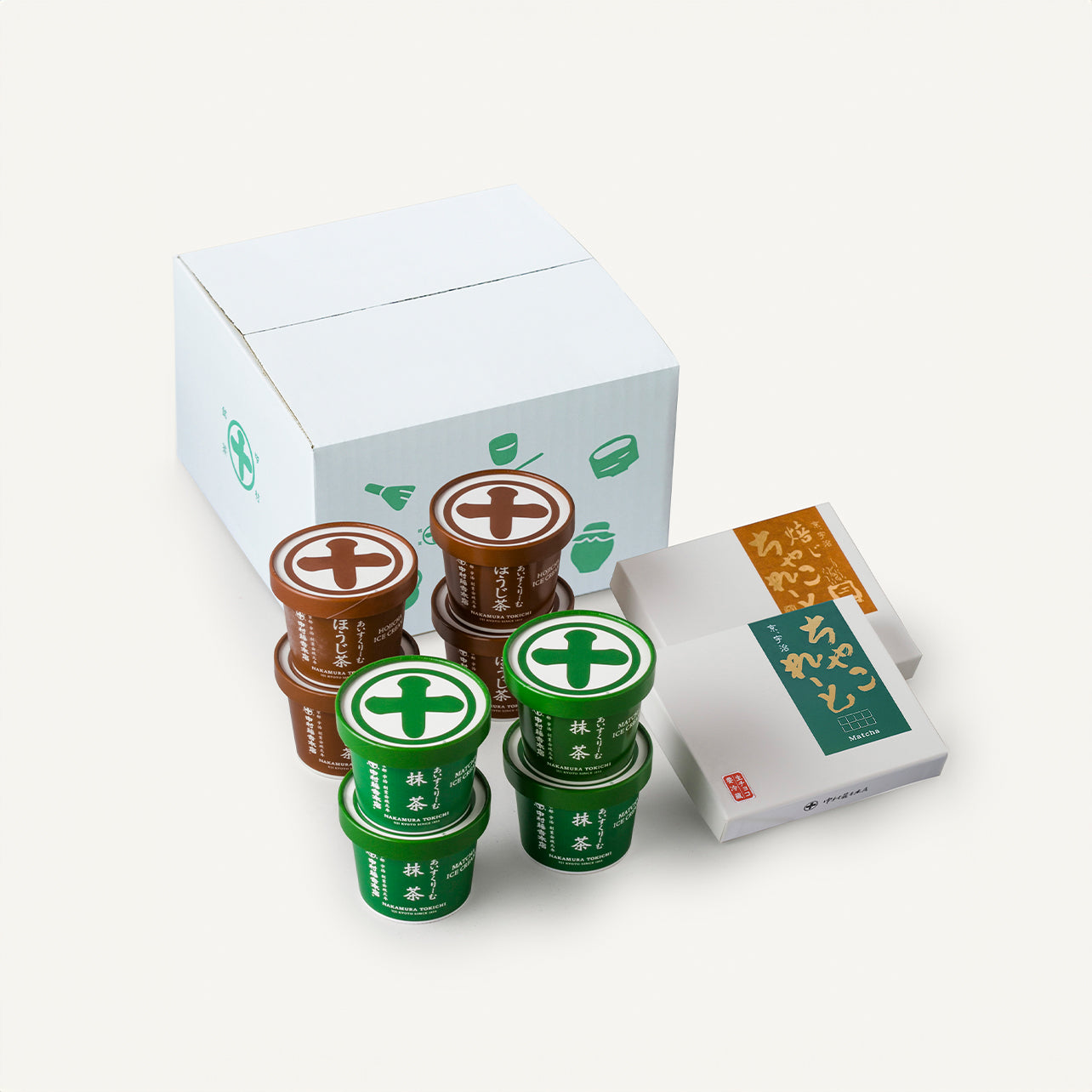 濃厚な抹茶や香ばしいほうじ茶のアイスクリーム,生ちゃこれーとの詰合せ